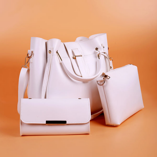 Queen 3 Pcs White Handbag